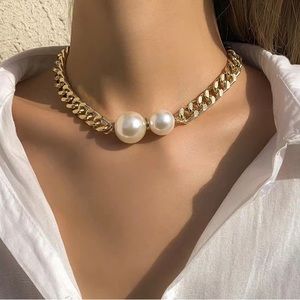Zara  Pearl Choker Chain Necklace